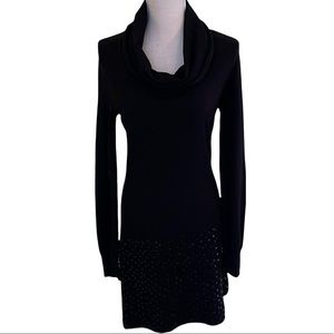 BCBGMaxAzria Cowl Neck Sequin Detail Skirt Sweater Dress L